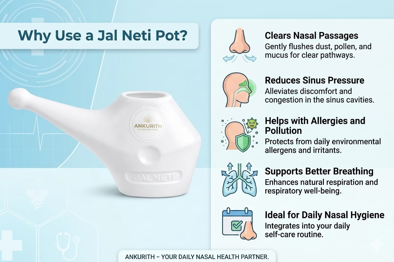 Ankurith Jal Neti pot in use